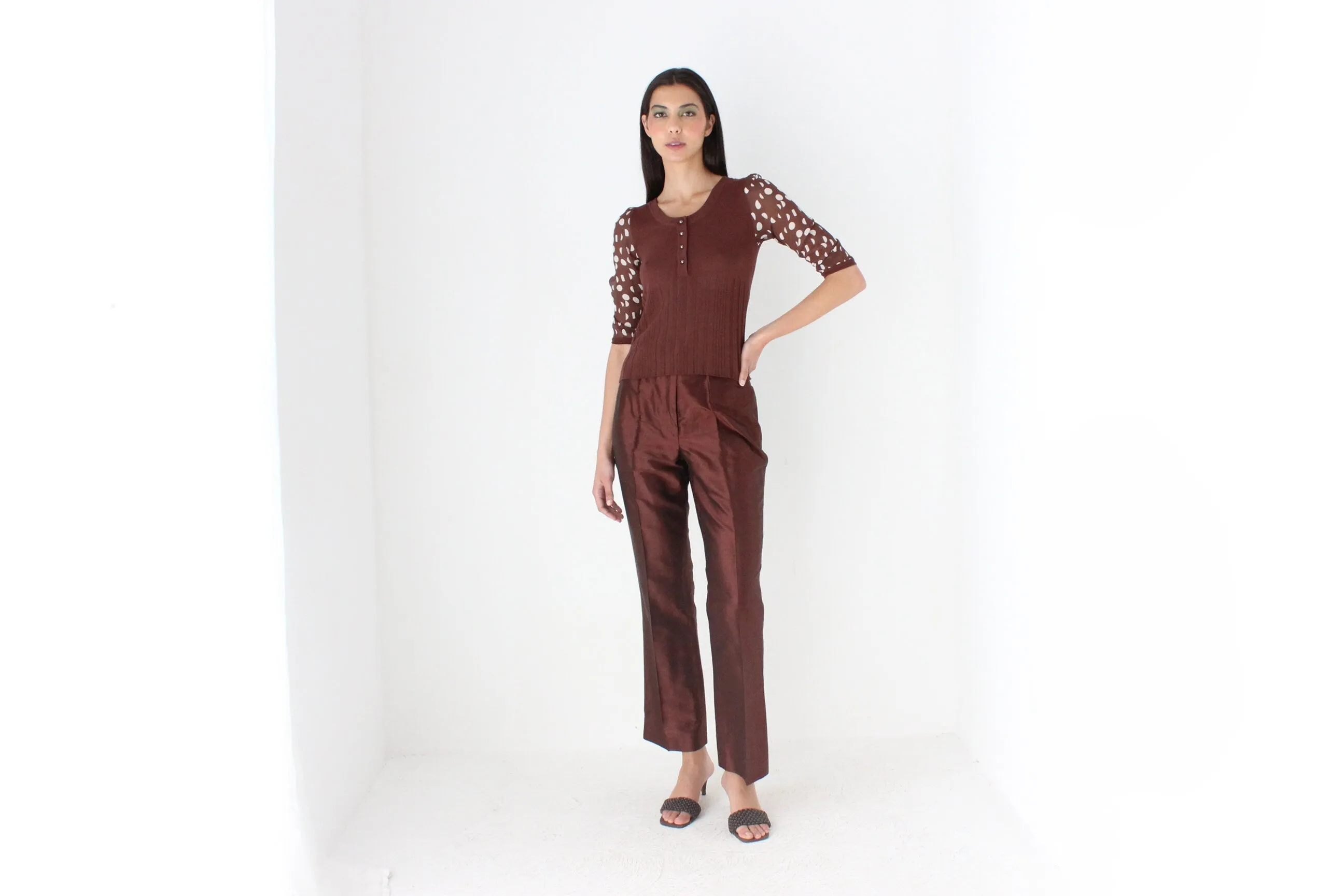 90s Polka Dot Silk   Knit Scoop Neck Top by Chérie