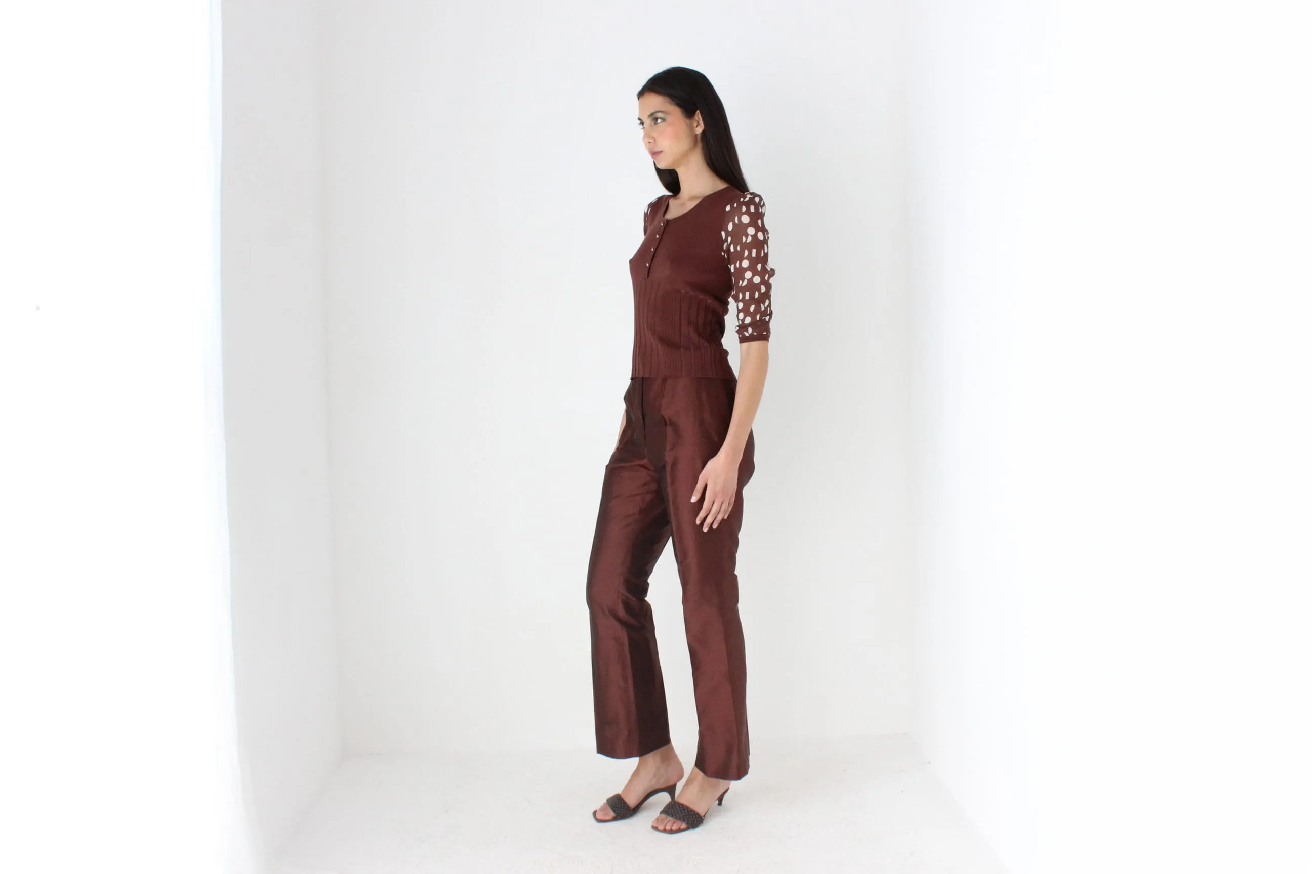 90s Polka Dot Silk   Knit Scoop Neck Top by Chérie