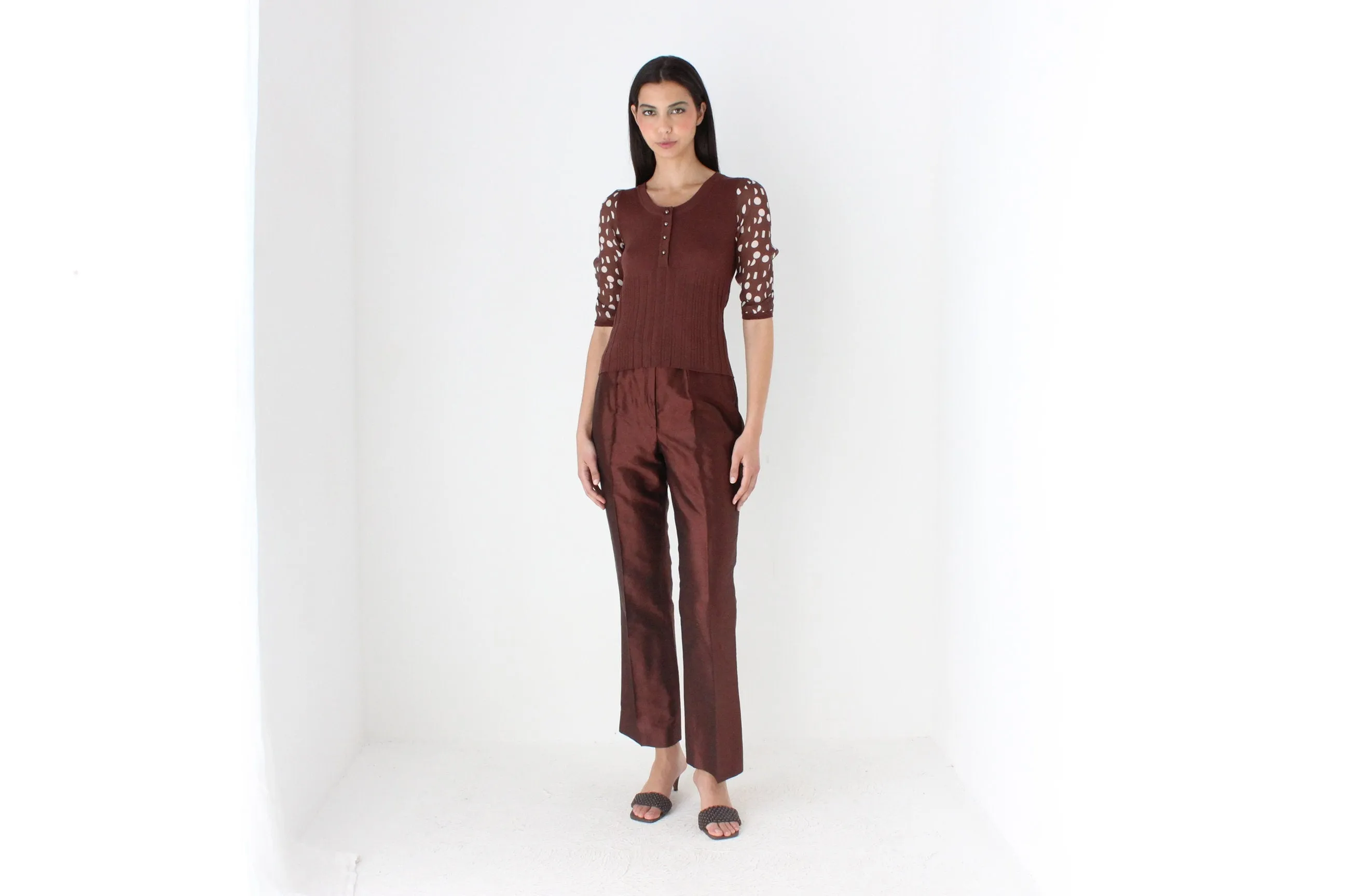 90s Polka Dot Silk   Knit Scoop Neck Top by Chérie