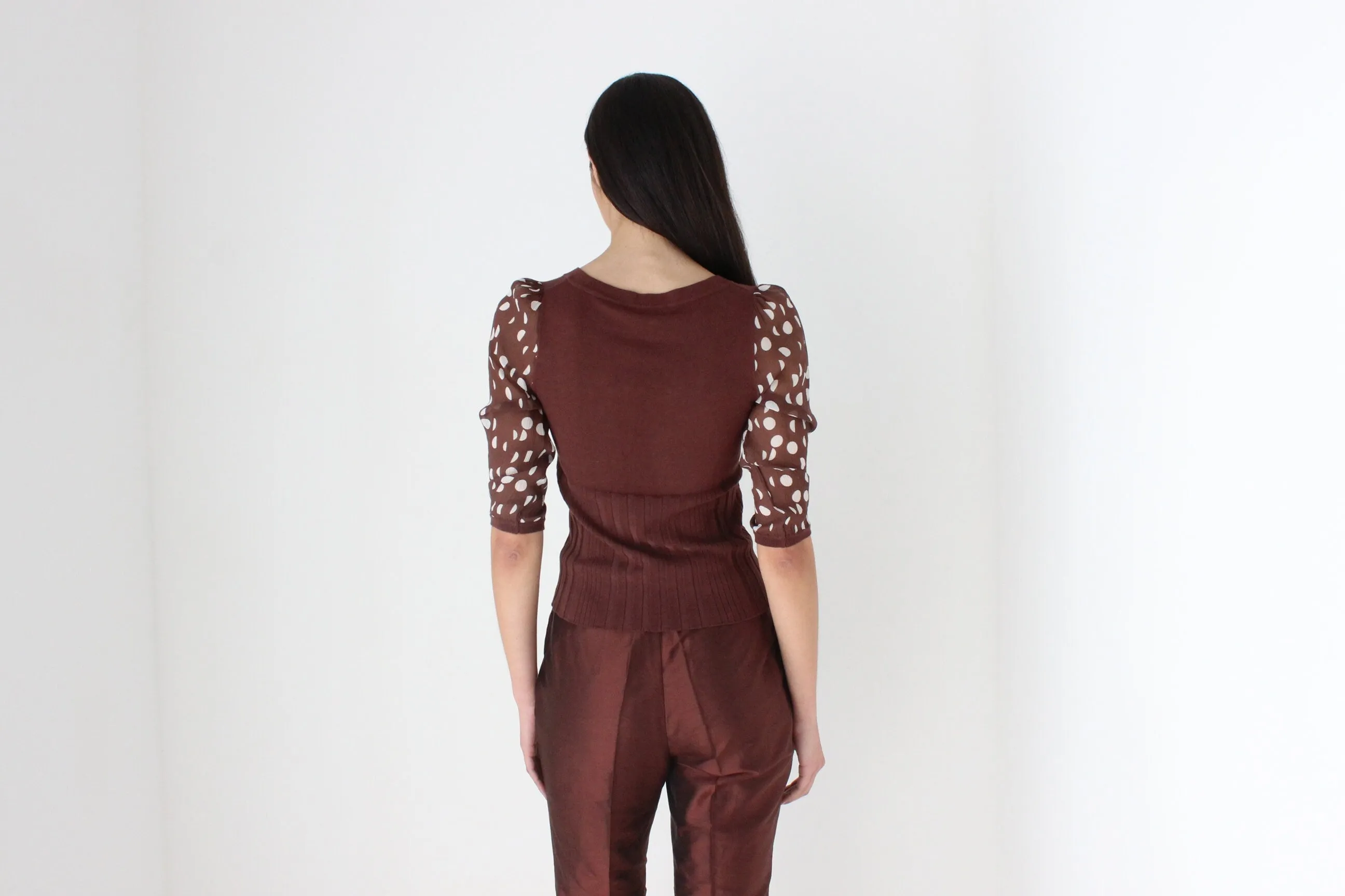 90s Polka Dot Silk   Knit Scoop Neck Top by Chérie