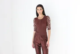 90s Polka Dot Silk   Knit Scoop Neck Top by Chérie