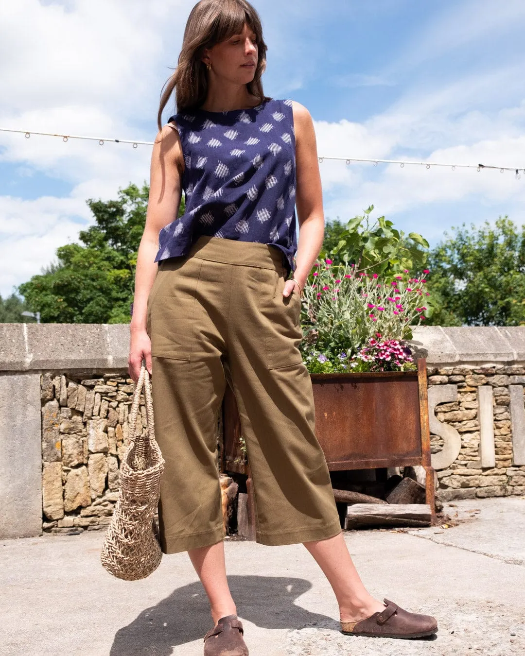 Anna Women's Organic Cotton Culottes | Olive Twill