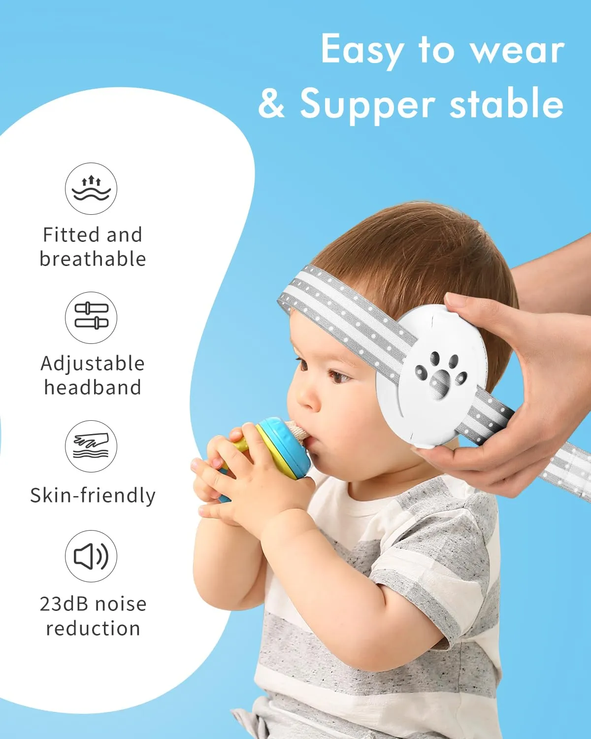 Baby Ear Protection, Noise Cancelling Headphones for Babies, Noise Reduction Earmuffs for Infant and Toddlers up to 36 Months Gray
