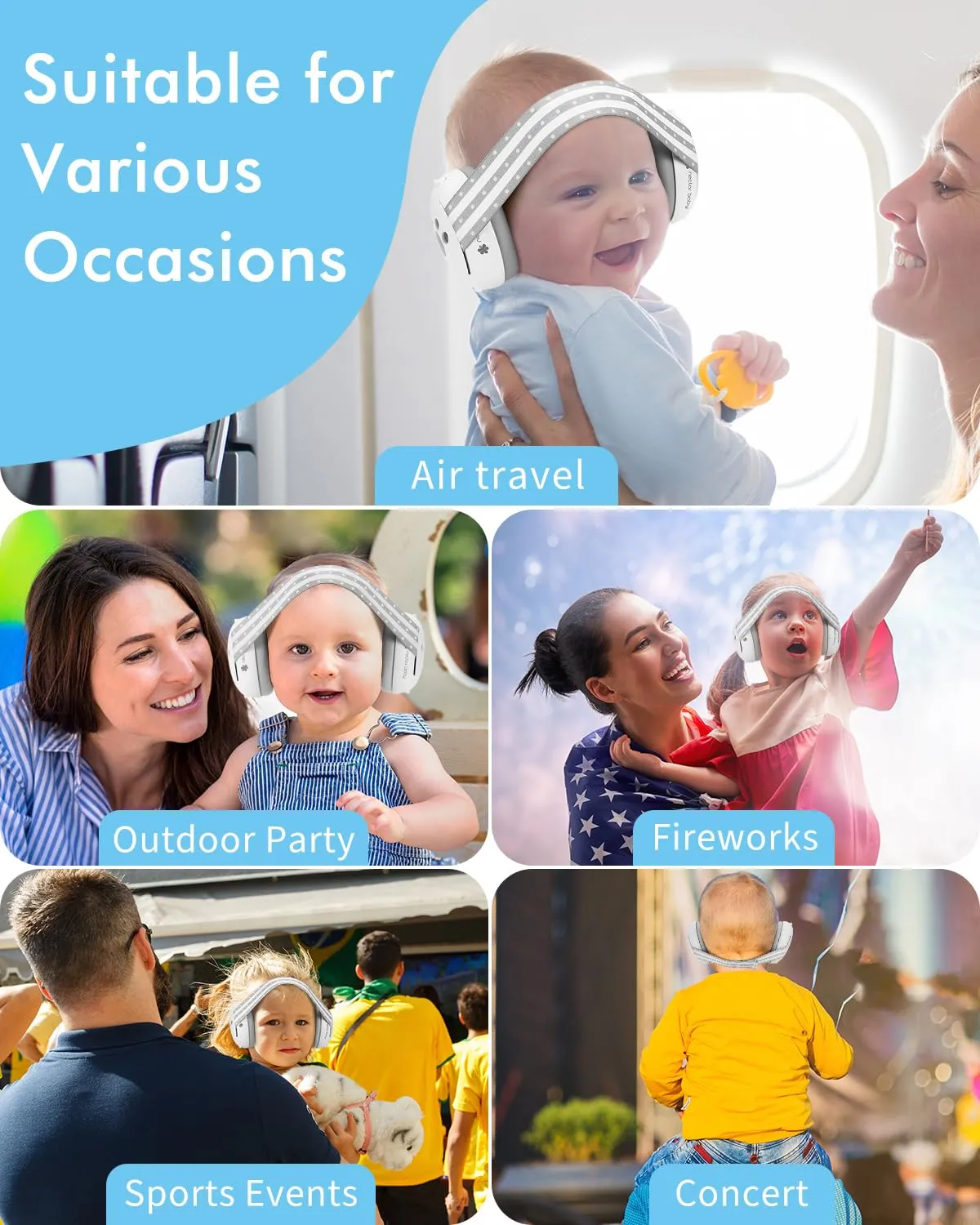 Baby Ear Protection, Noise Cancelling Headphones for Babies, Noise Reduction Earmuffs for Infant and Toddlers up to 36 Months Gray