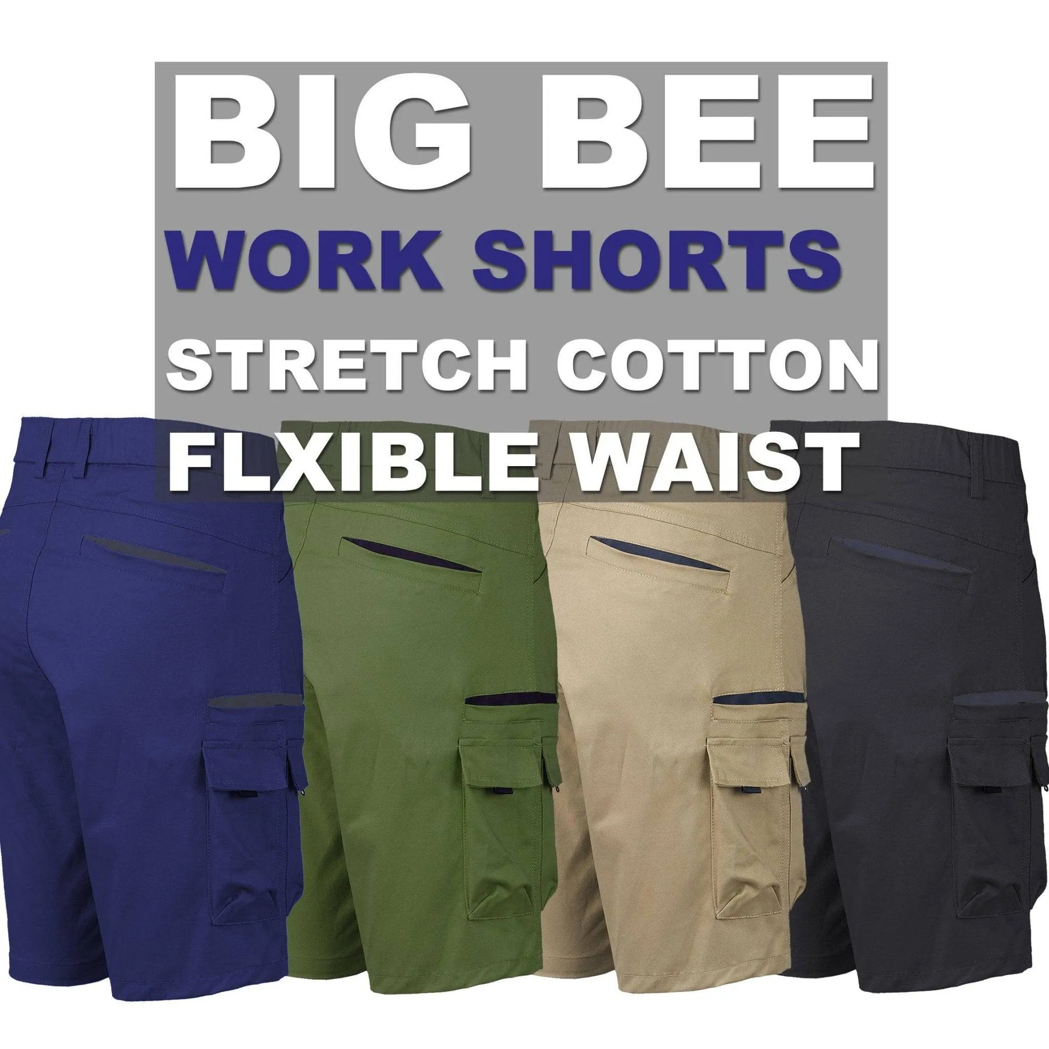 Big Bee WARP Cargo Shorts, Stretch Cotton