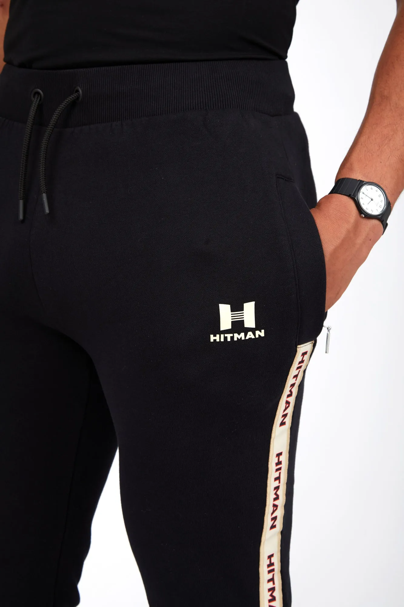 BLACK - JOGGERS- CREAM TAPE