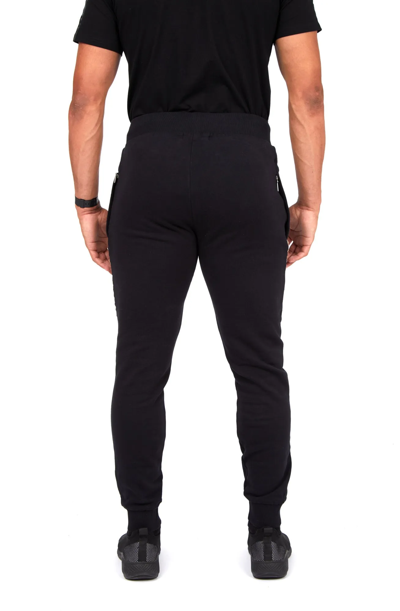 BLACK - JOGGERS- CREAM TAPE