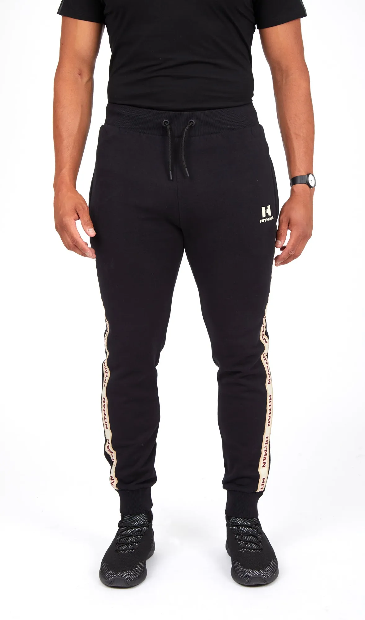 BLACK - JOGGERS- CREAM TAPE