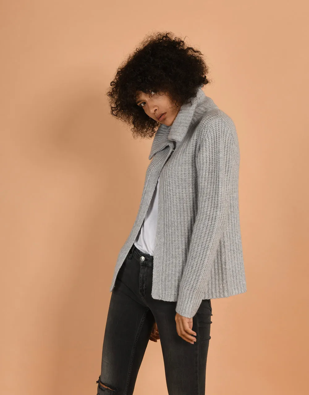 Bomber Cashmere Jacket in Platinum