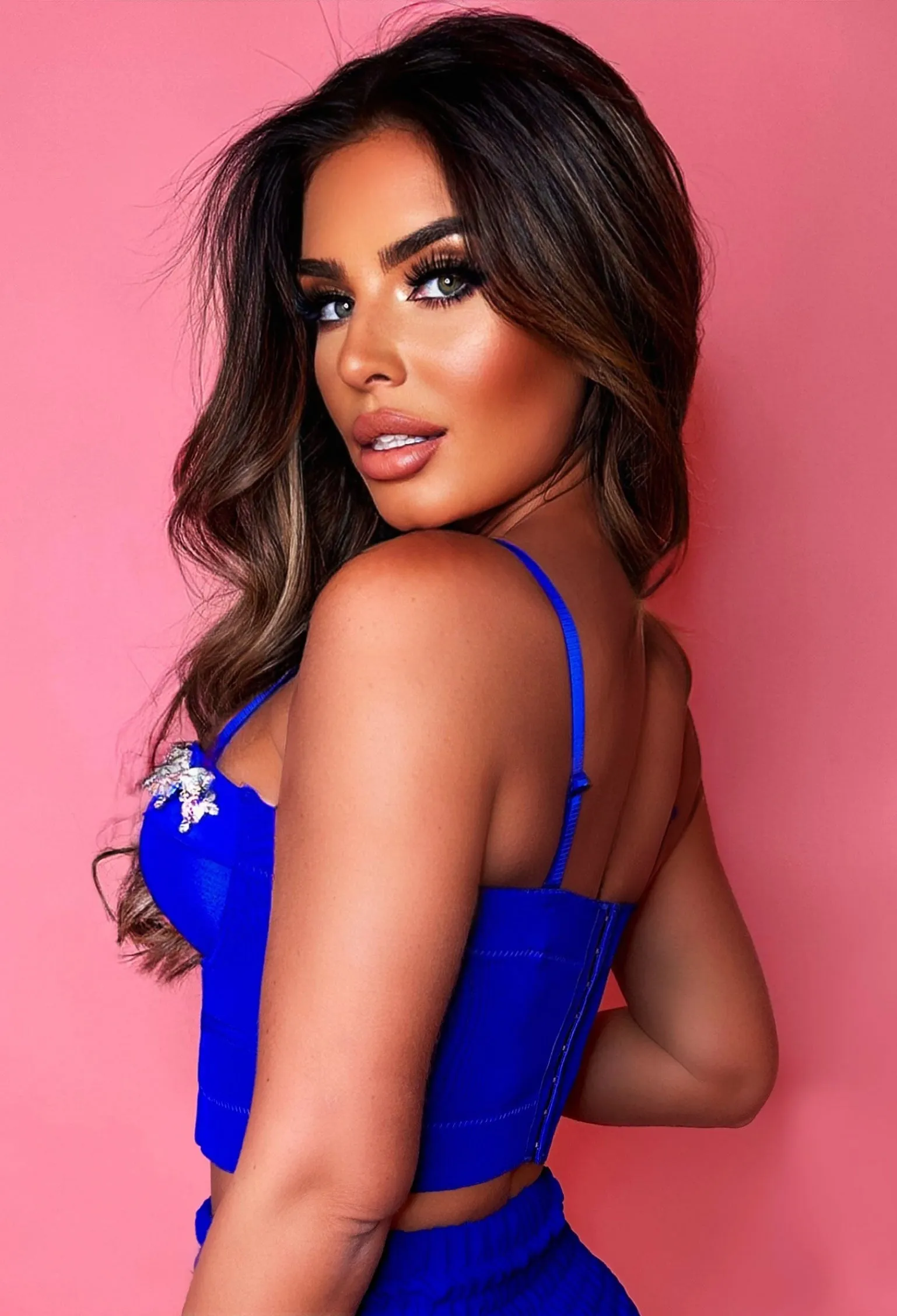 C'mon Barbie Cobalt Jeweled Crop Top