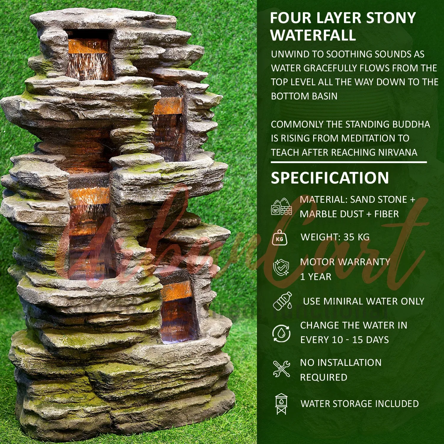 Four Layer Stony Waterfall Fountain
