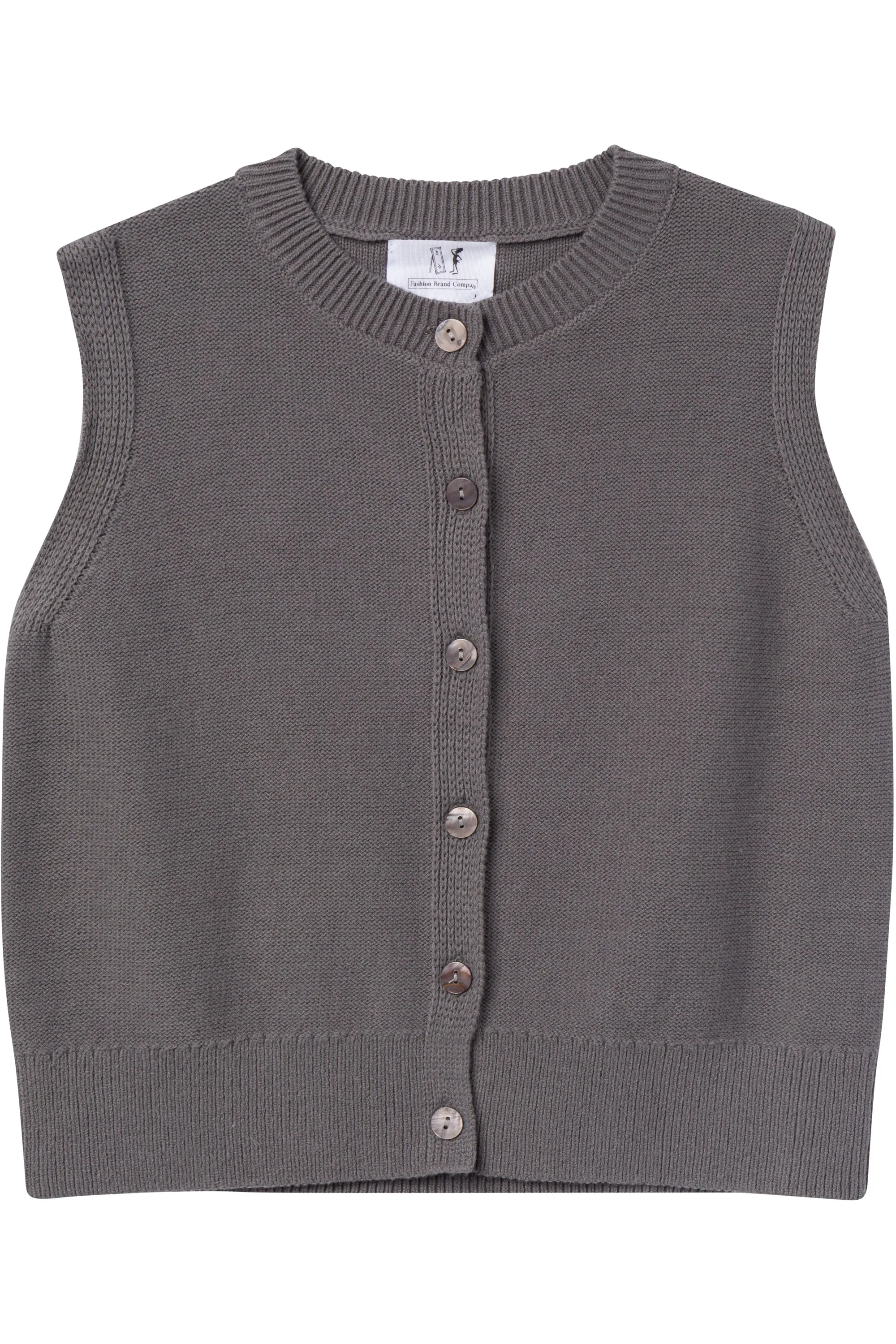 Grey Cotton Crop Sweater Vest