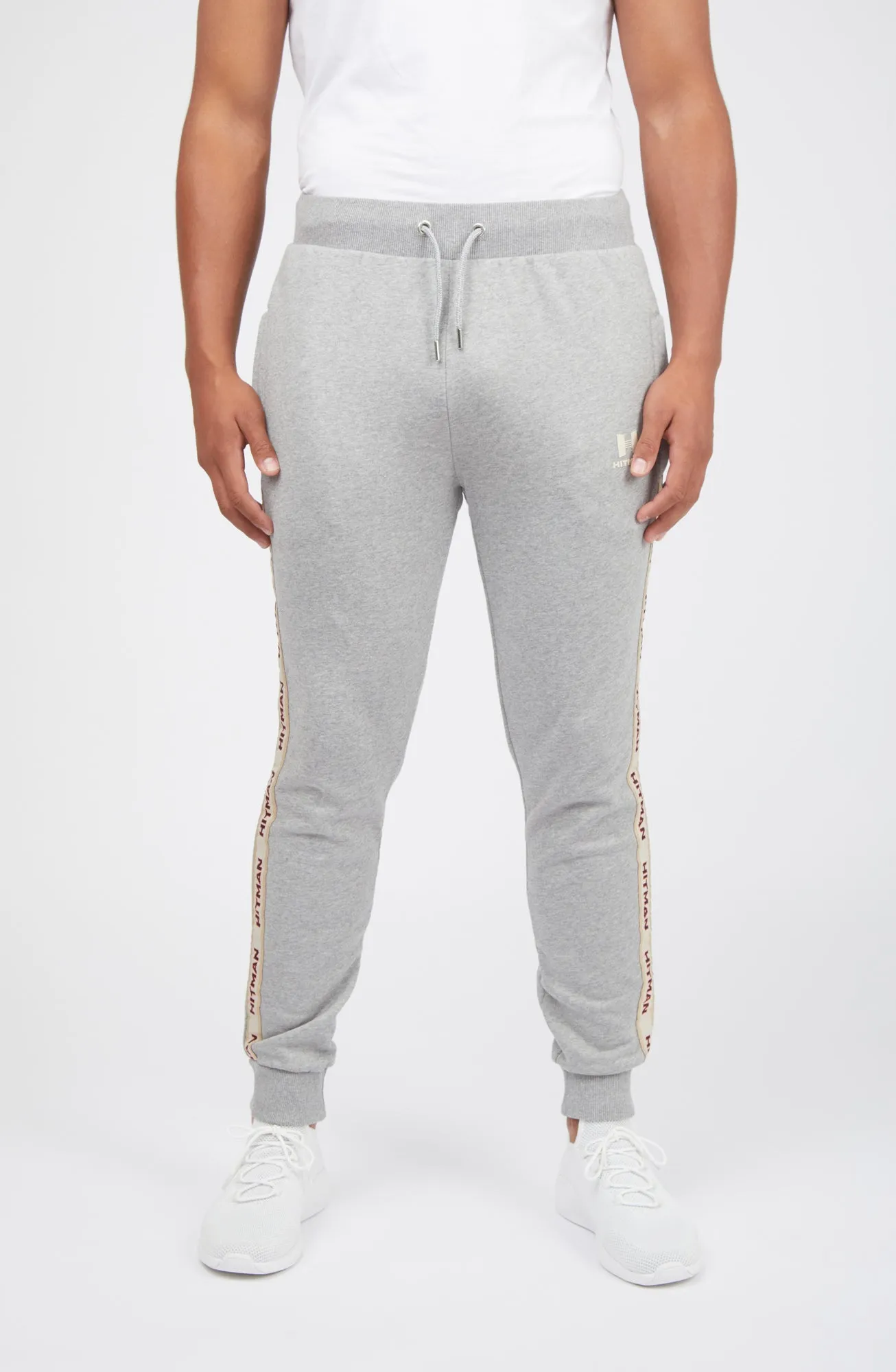 GREY JOGGERS- CREAM TAPE