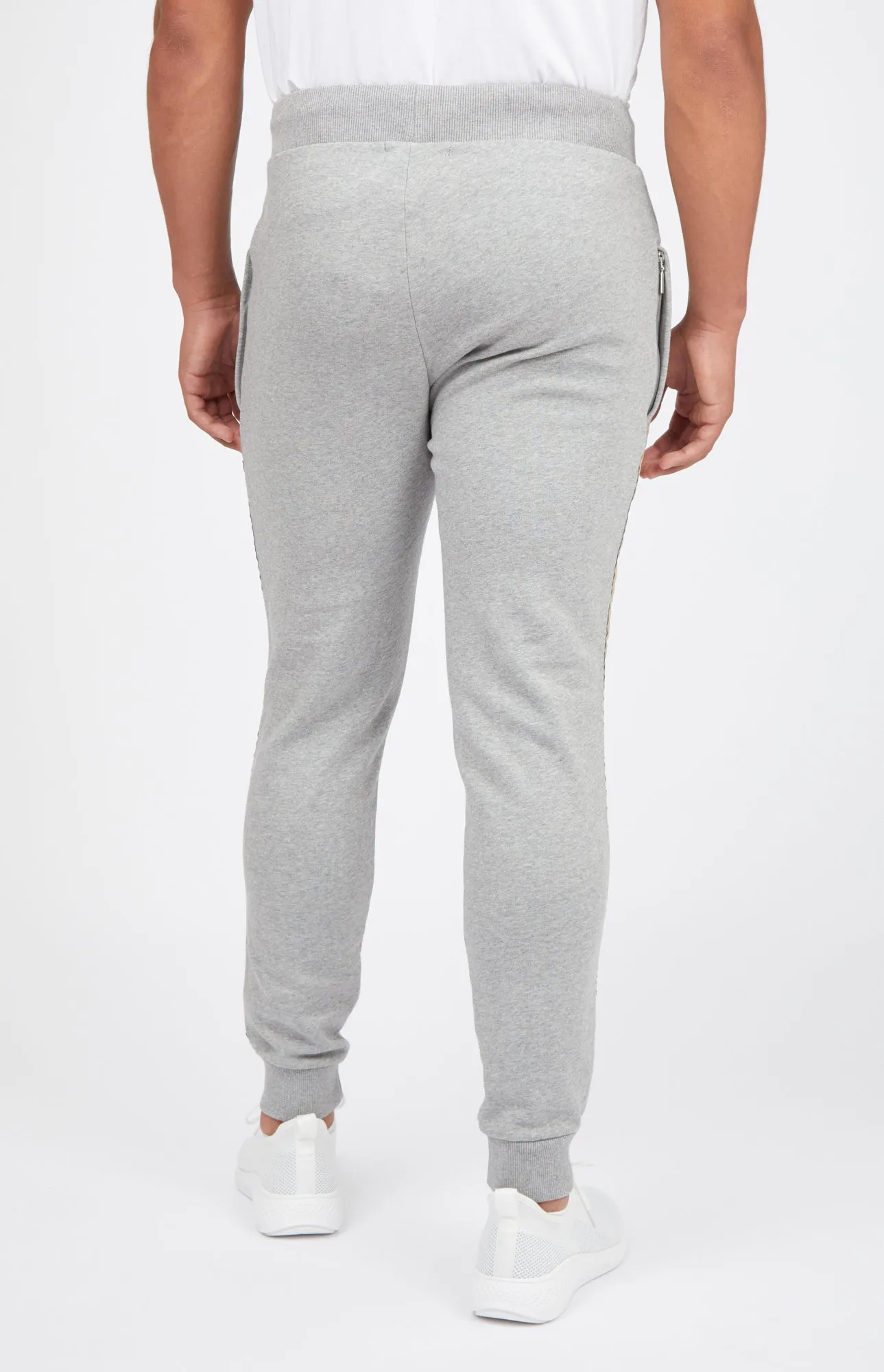 GREY JOGGERS- CREAM TAPE
