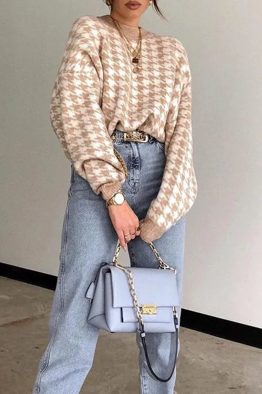 Hadley Houndstooth Crop Sweater