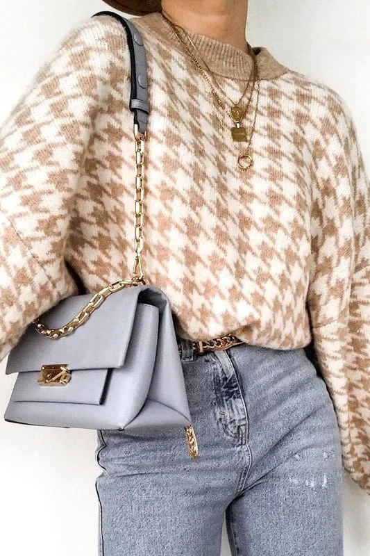 Hadley Houndstooth Crop Sweater