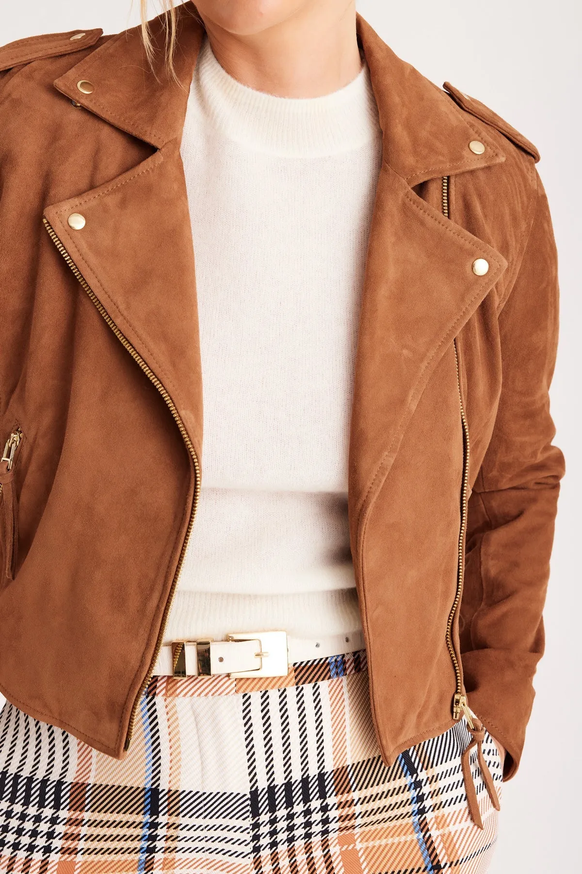 HENDRIX SUEDE BIKER JACKET | Rust