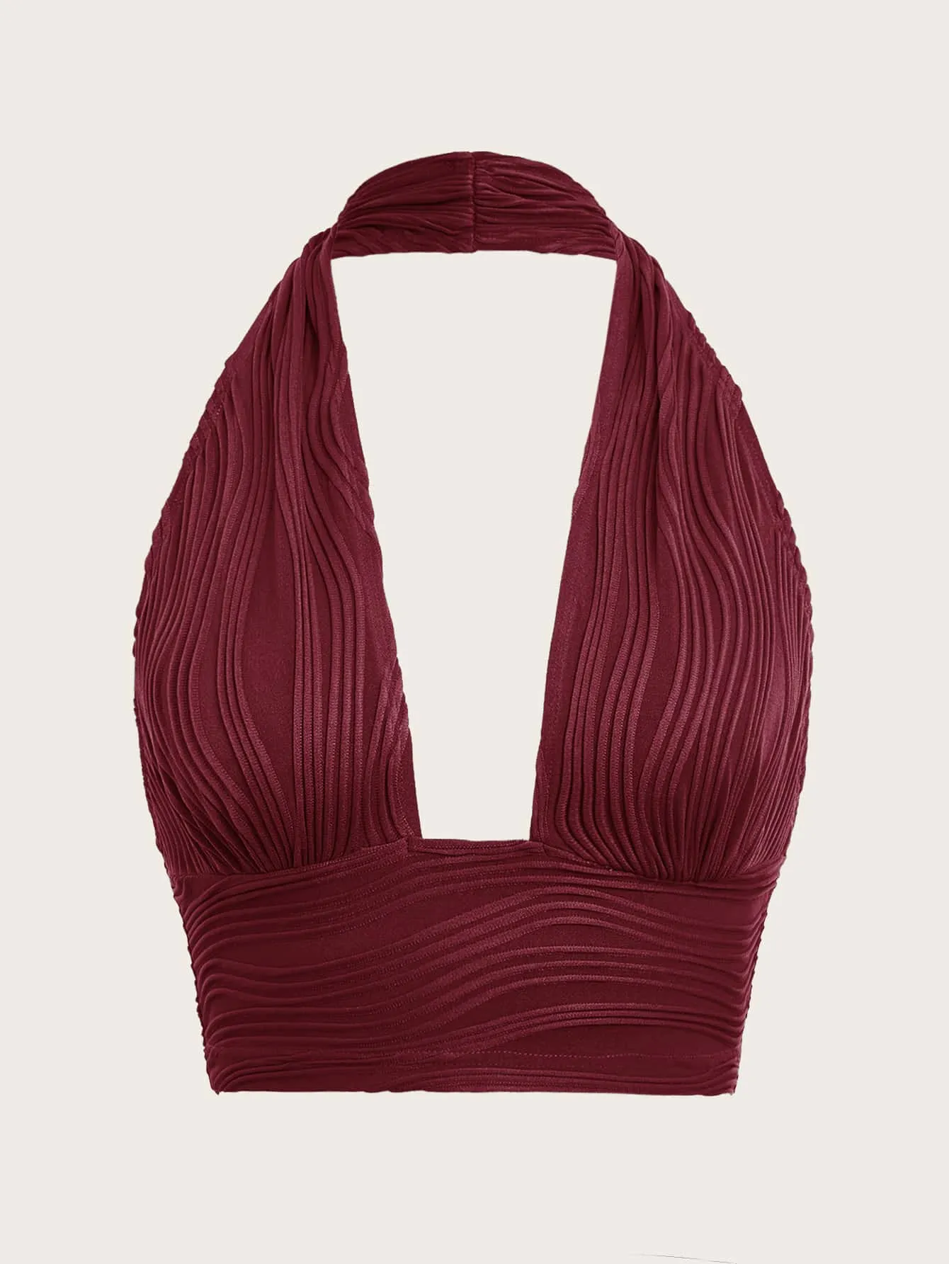 ICON Solid Backless Crop Halter Top