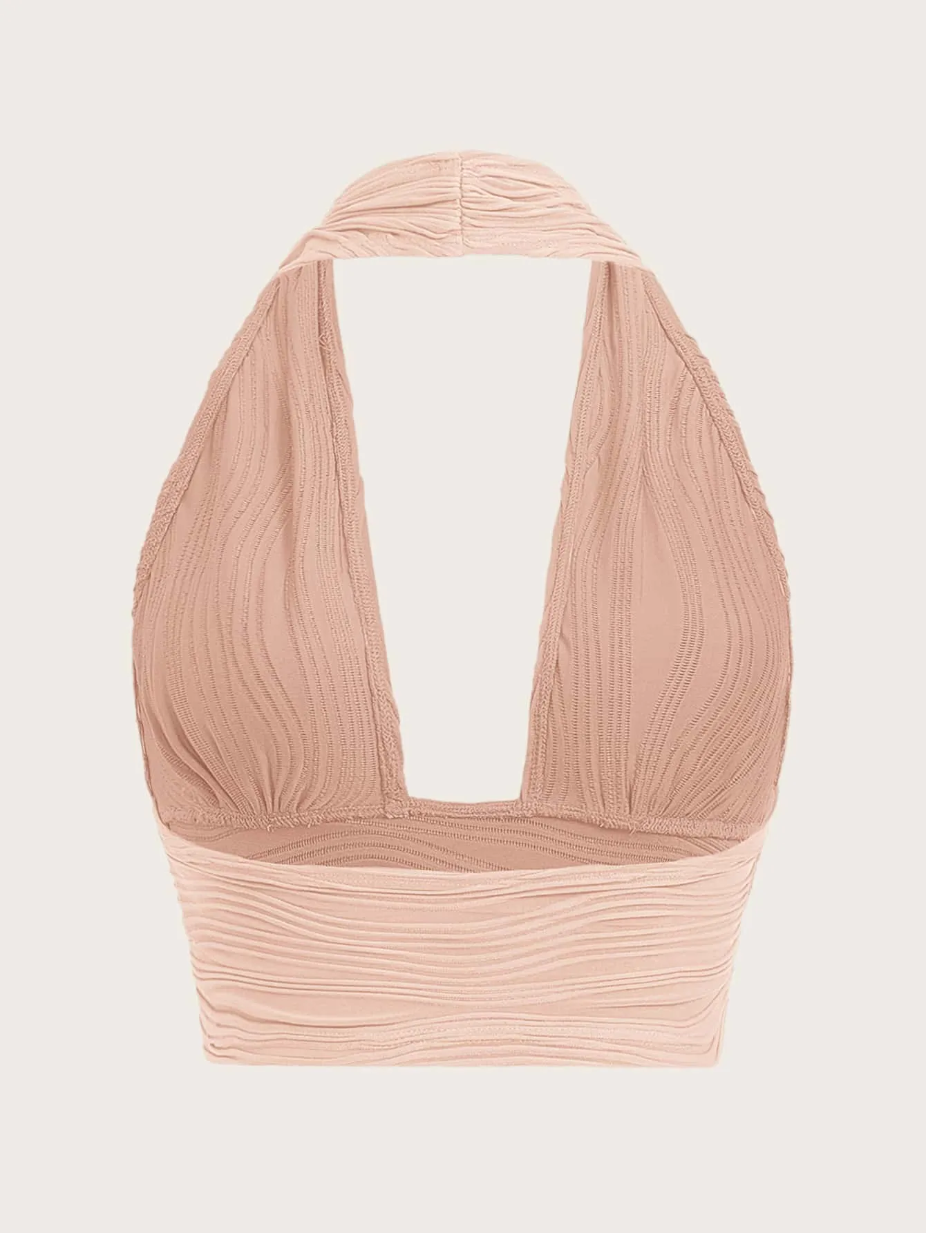 ICON Solid Backless Crop Halter Top