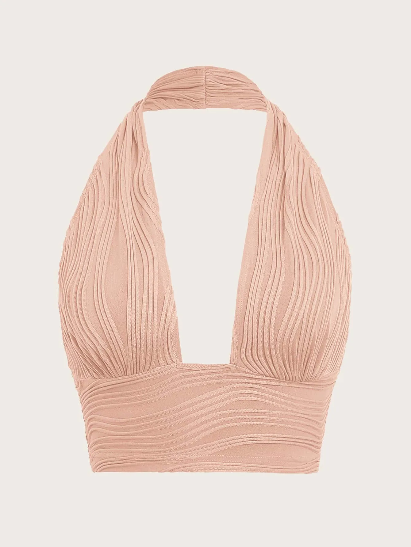 ICON Solid Backless Crop Halter Top