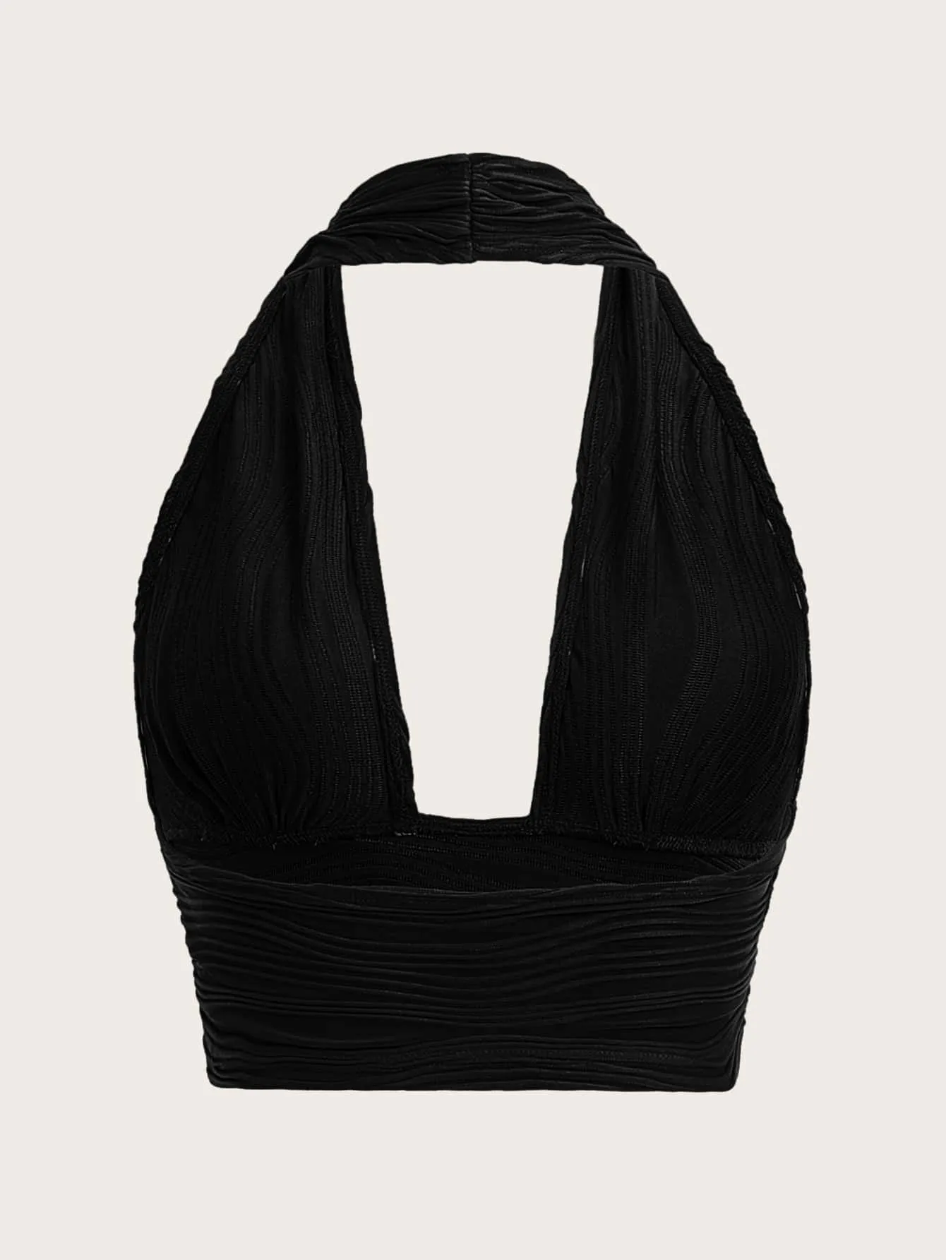 ICON Solid Backless Crop Halter Top