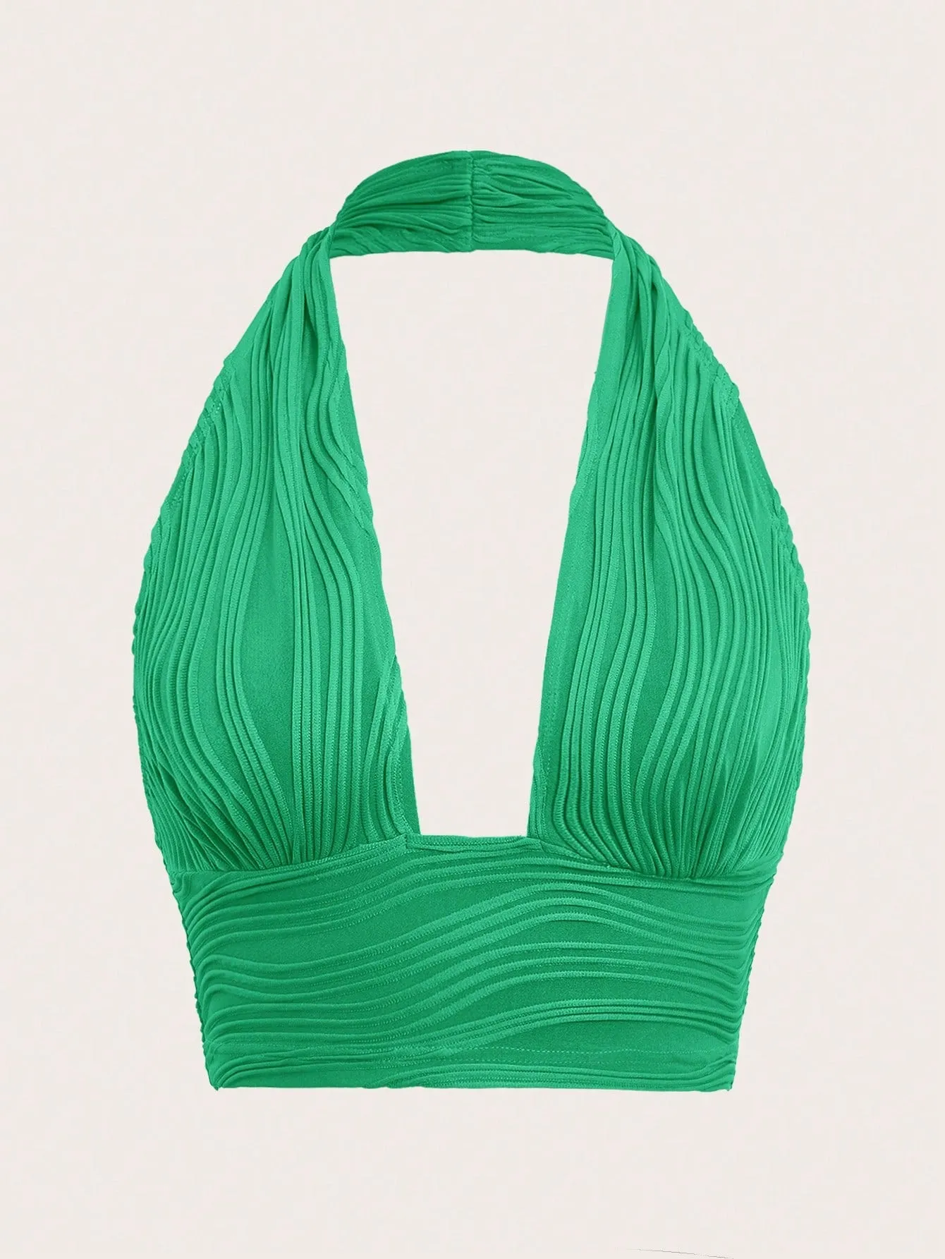 ICON Solid Backless Crop Halter Top