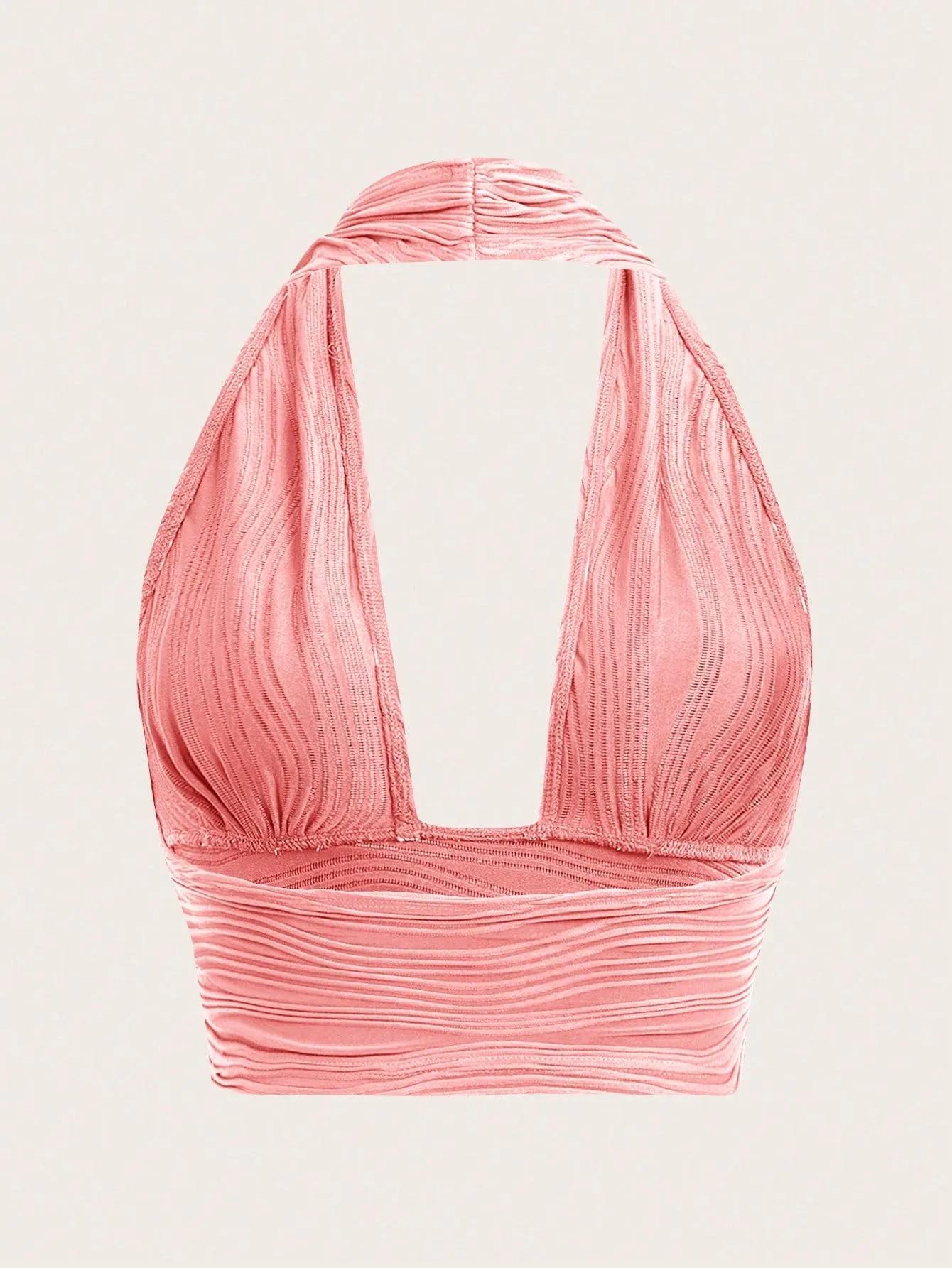ICON Solid Backless Crop Halter Top