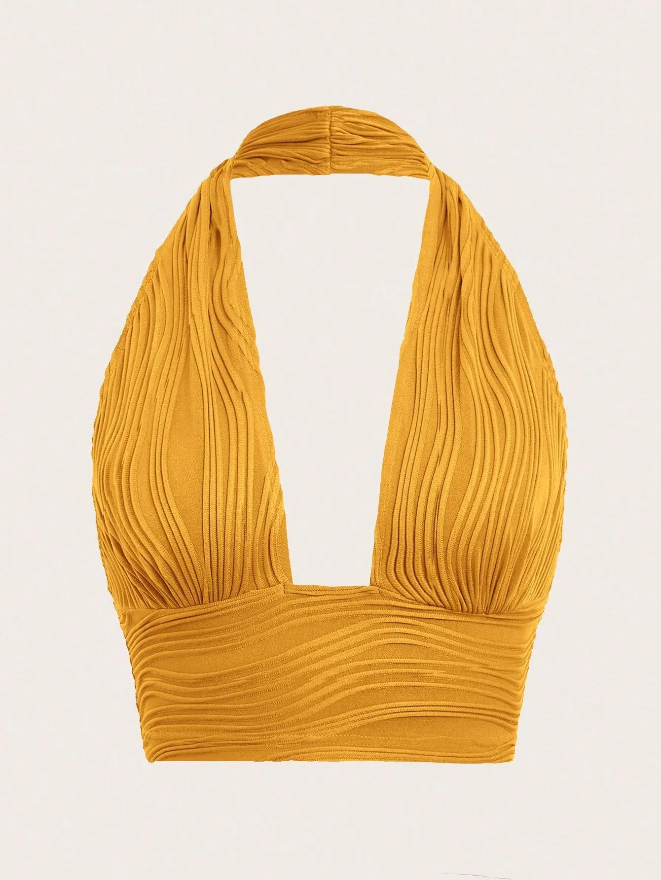 ICON Solid Backless Crop Halter Top