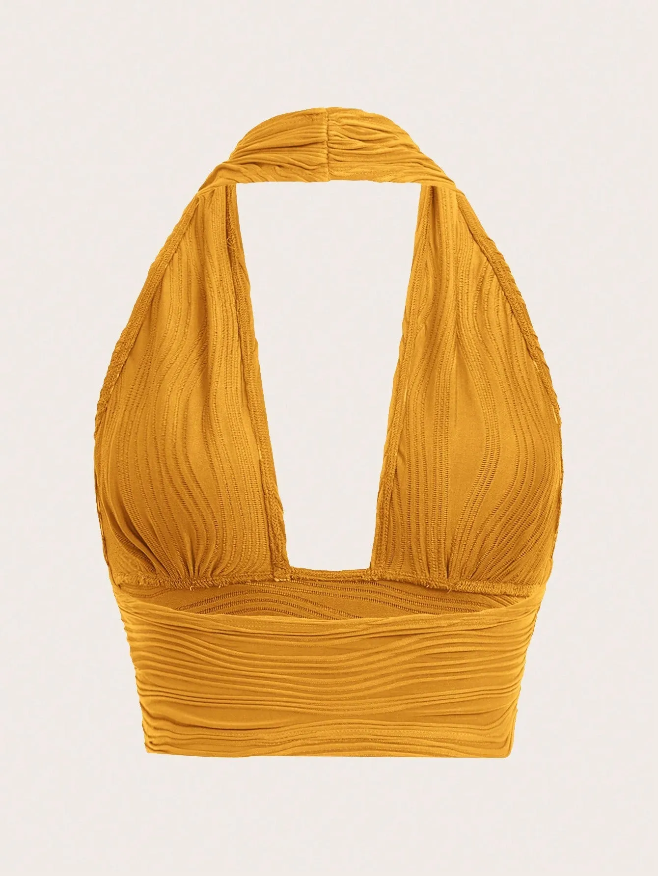 ICON Solid Backless Crop Halter Top
