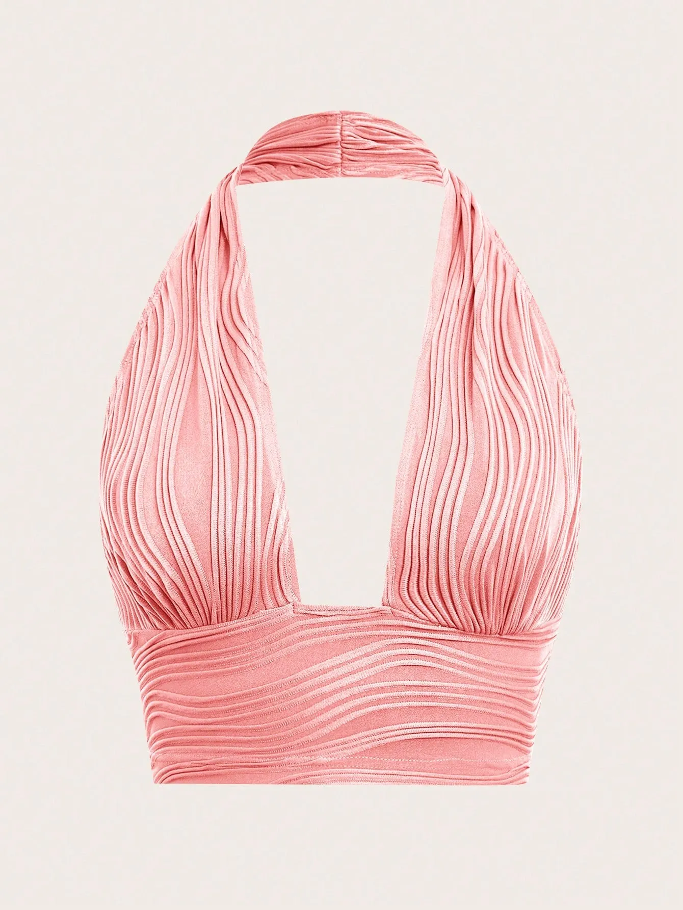 ICON Solid Backless Crop Halter Top