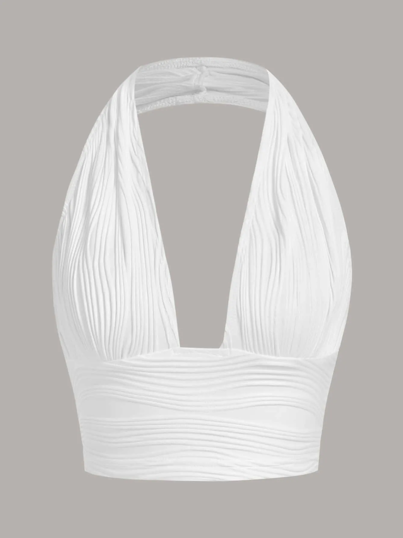 ICON Solid Backless Crop Halter Top