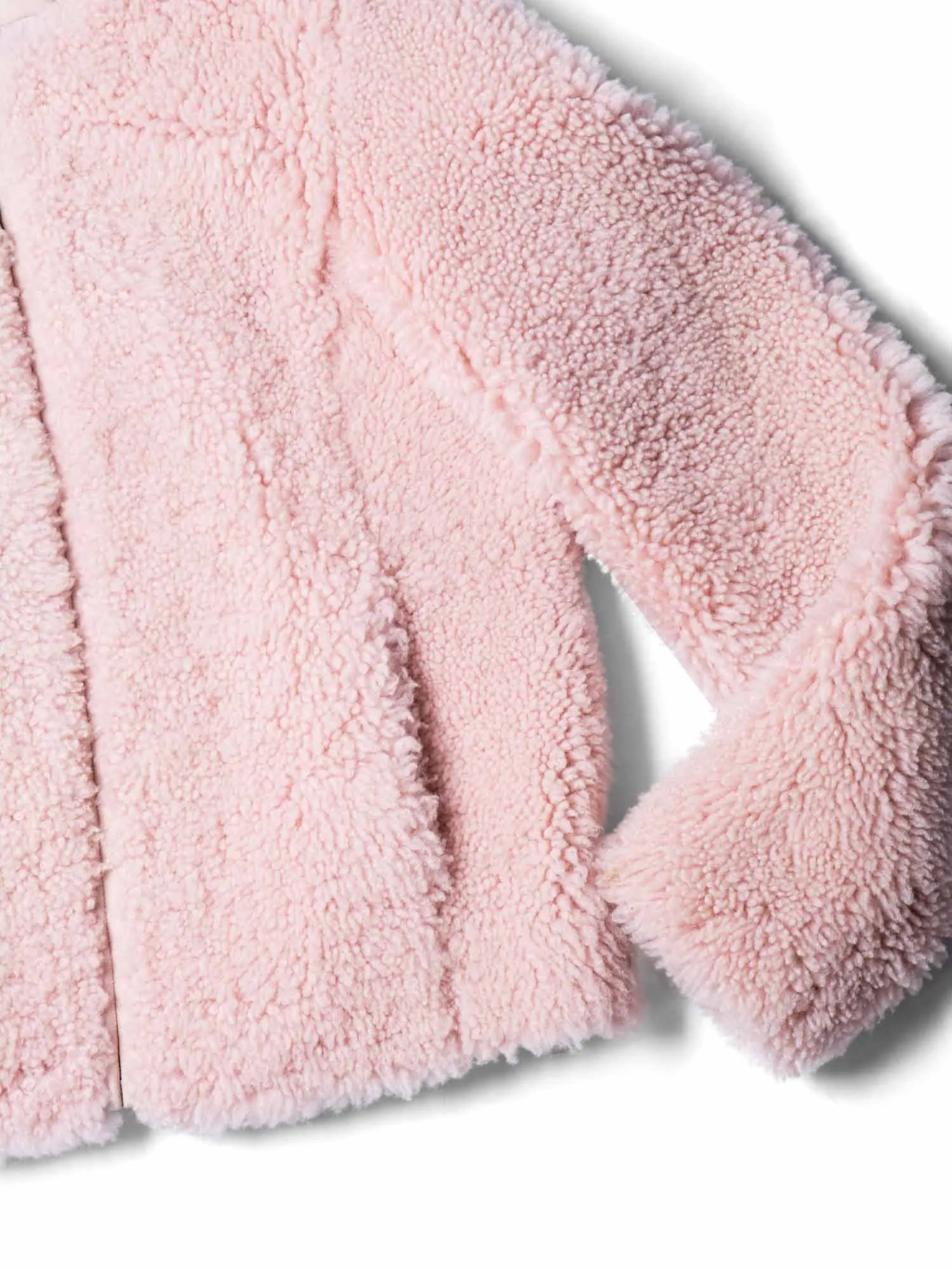 Intermix Genuine Shearling Fur Cropped Bomber Jacket Pink