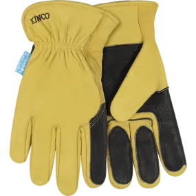 Kinco Hydroflector™ Water-Resistant Premium Grain Buffalo Driver With Double-Palm Glove (Golden Extra Large)