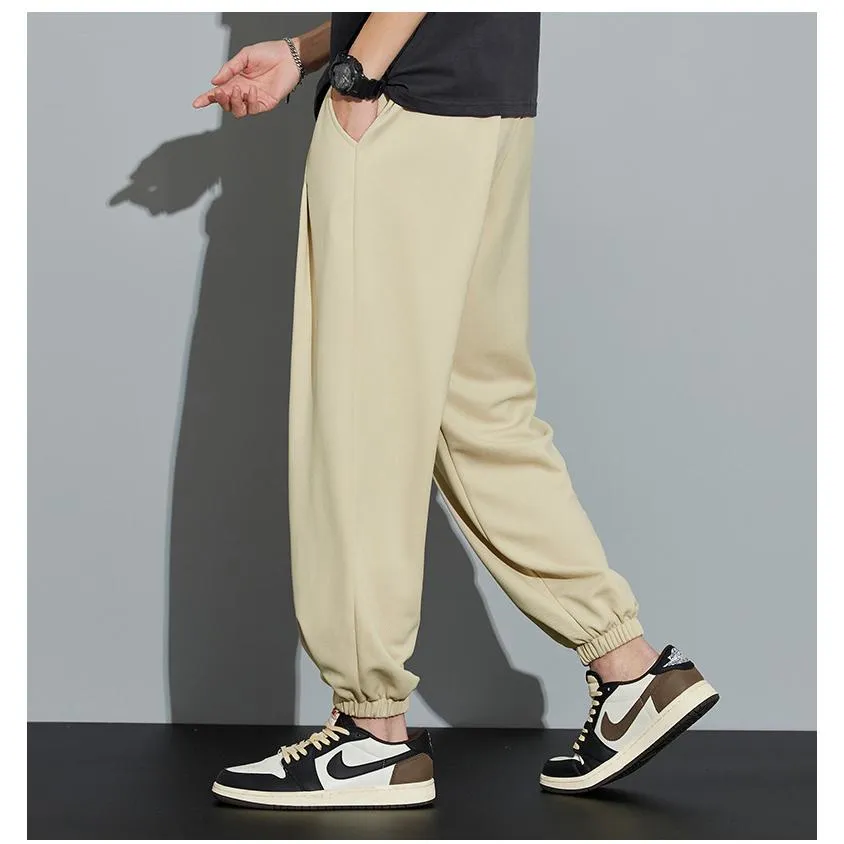 Knitted Solid Color Casual Tapered Loose Fit Sweatpant