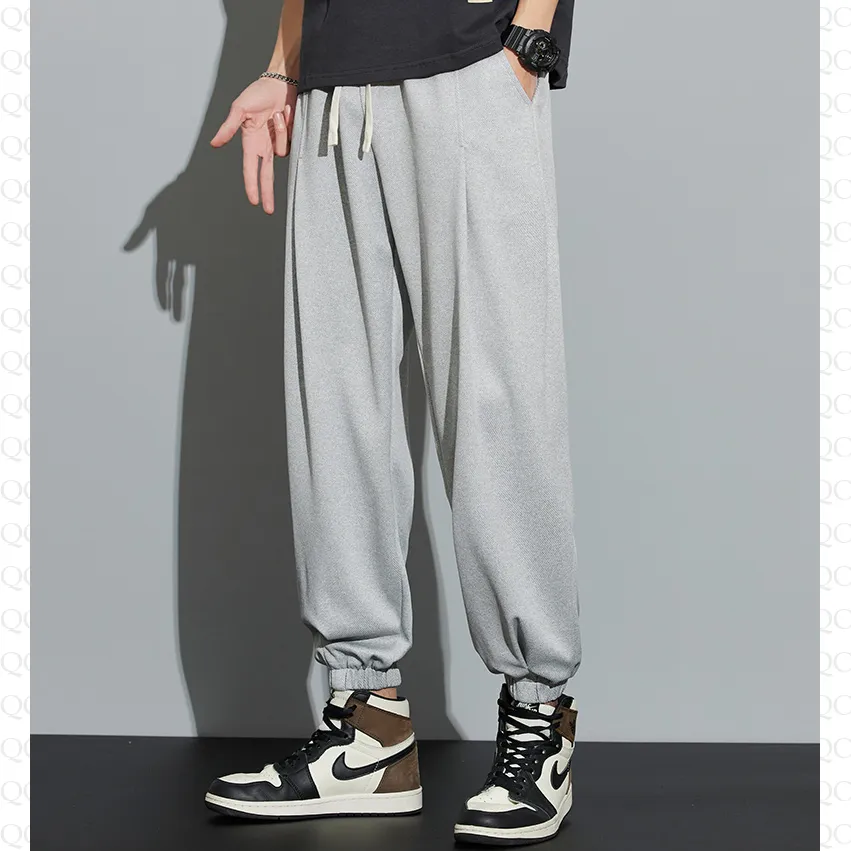 Knitted Solid Color Casual Tapered Loose Fit Sweatpant