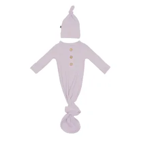 Kyte Baby Ribbed Knotted Gown & Hat - Wisteria