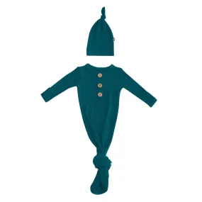 Kyte Baby Ribbed Knotted Gown with Hat Set - Loch
