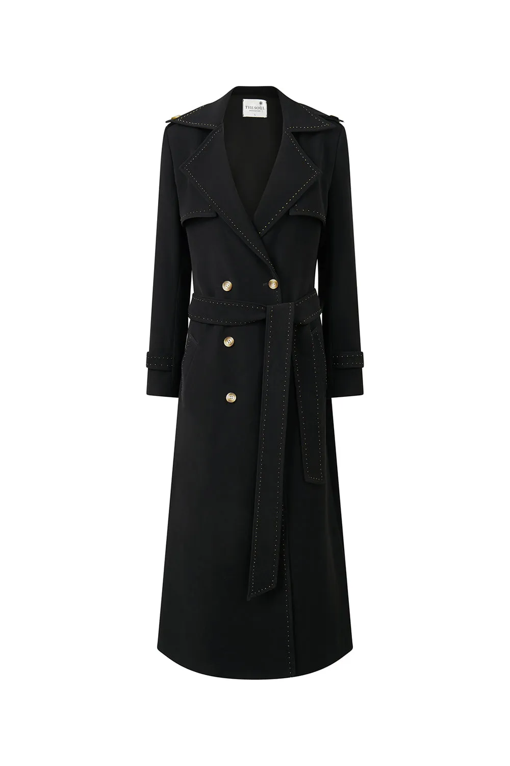 Lana A-line Storm Flap Poly Silk Calf Length Trench Coat