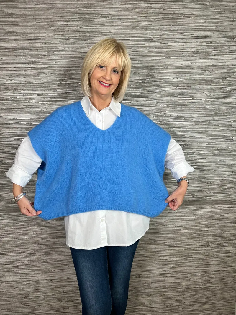 Mohair Crop Layering Sweater Navy