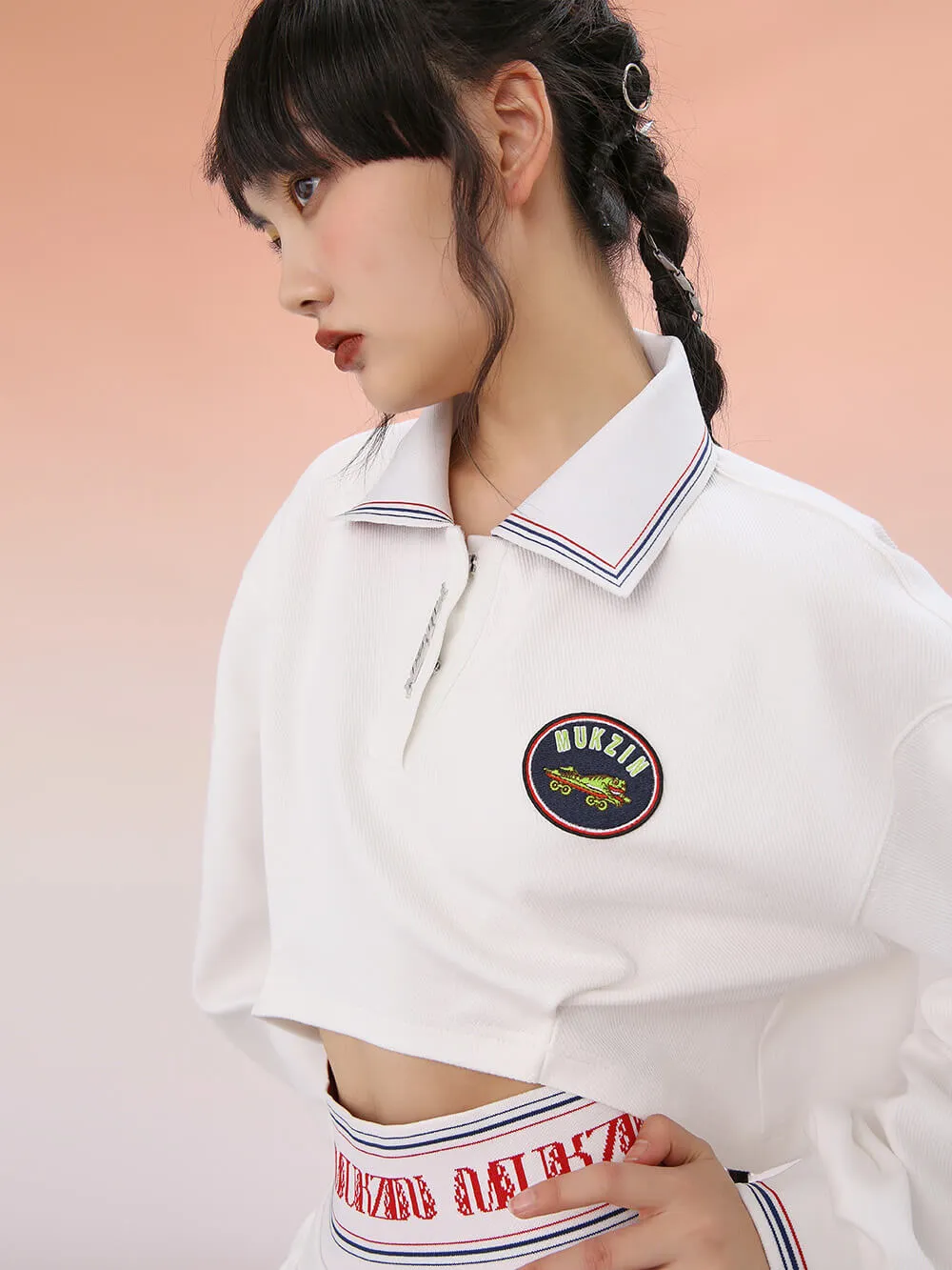 MUKZIN Loose-fit Long-sleeve Crop Tops