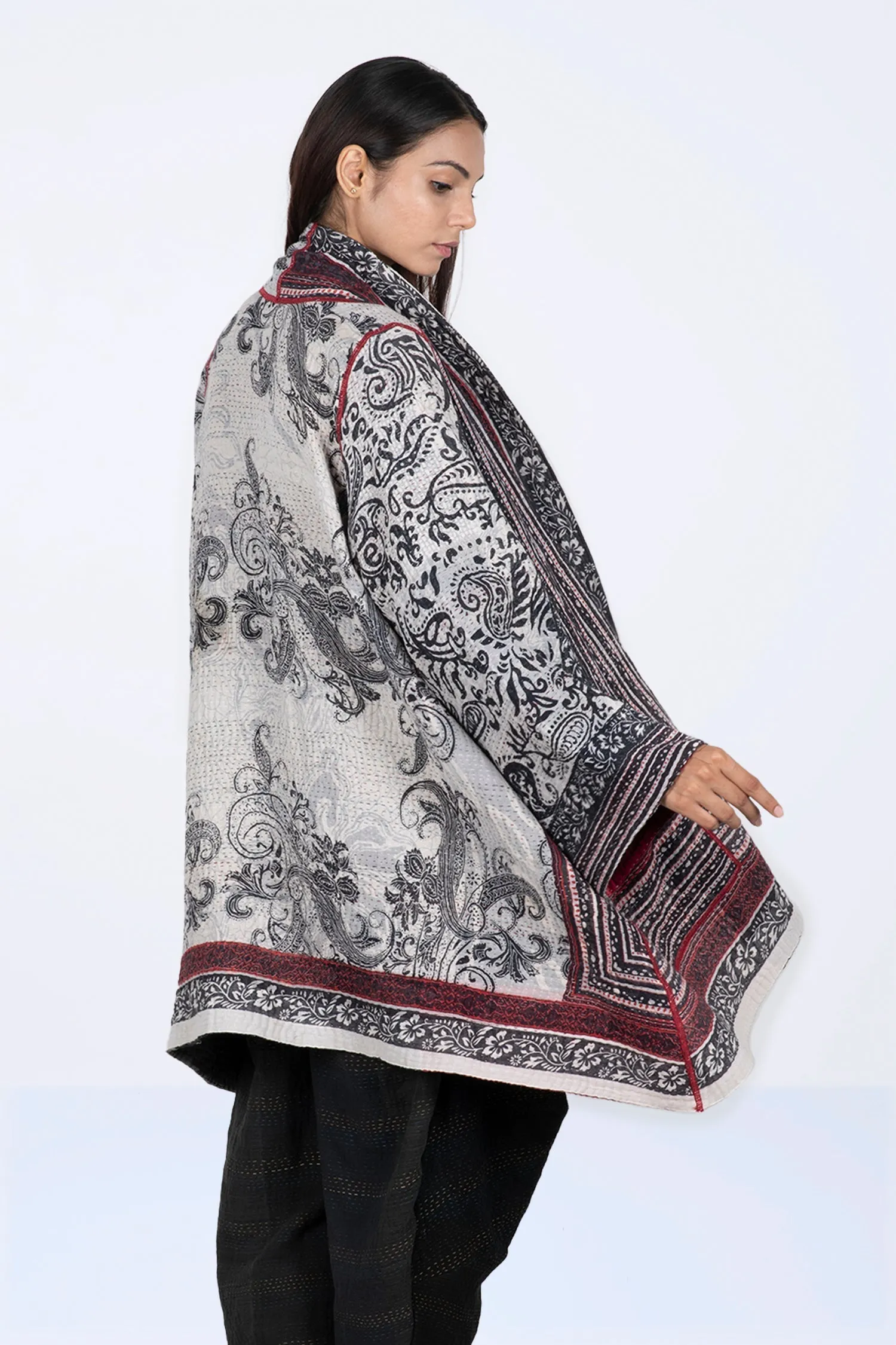 PAISLEY & PATCH KANTHA A-LINE JKT - py4003-wht -