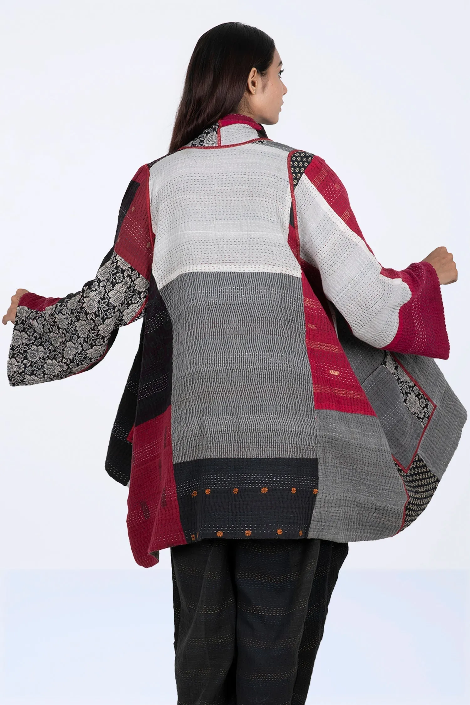 PAISLEY & PATCH KANTHA A-LINE JKT - py4003-wht -