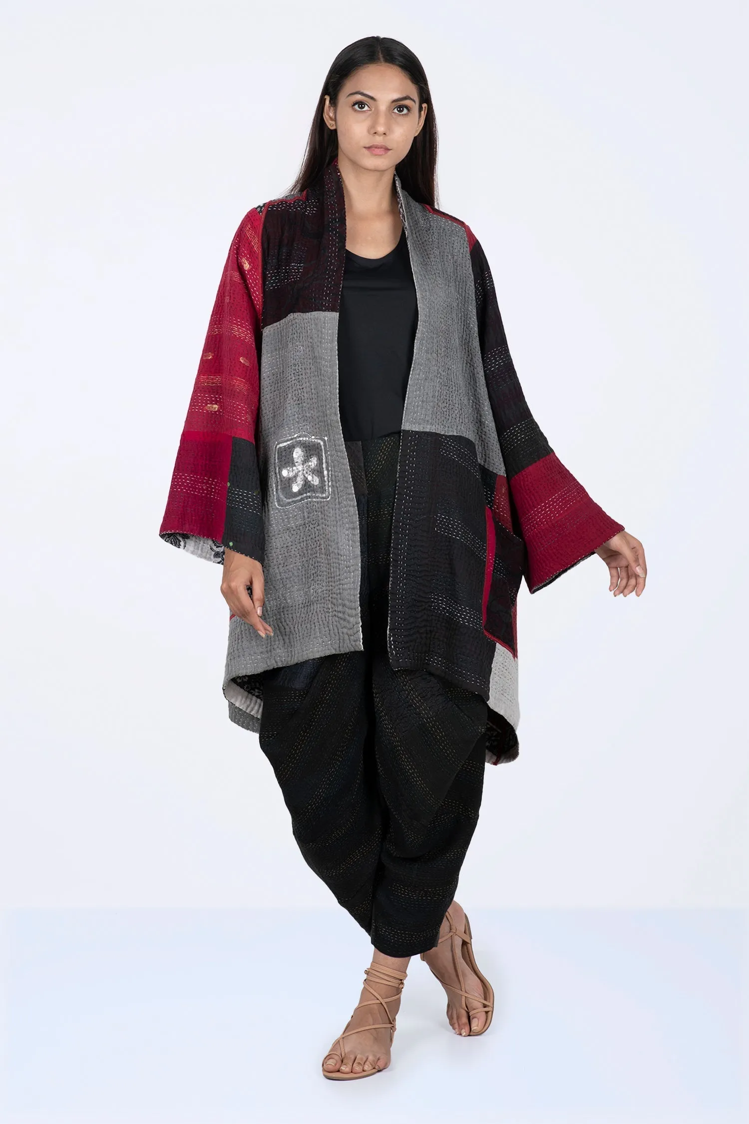 PAISLEY & PATCH KANTHA A-LINE JKT - py4003-wht -