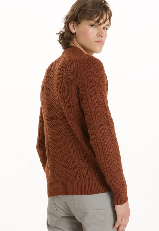 Point Zero CUDI Cabel Knit Cashmere Like Sweater | Paprika