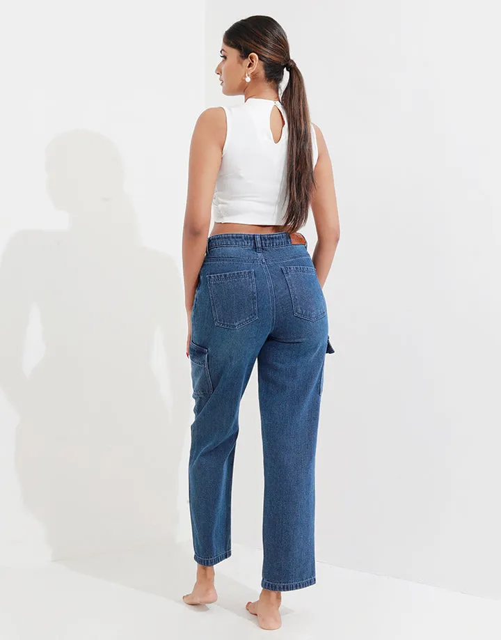 Regular Fit Denim with Cargo Pockets