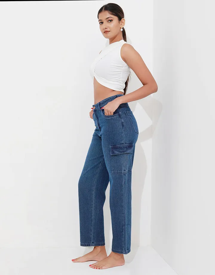 Regular Fit Denim with Cargo Pockets