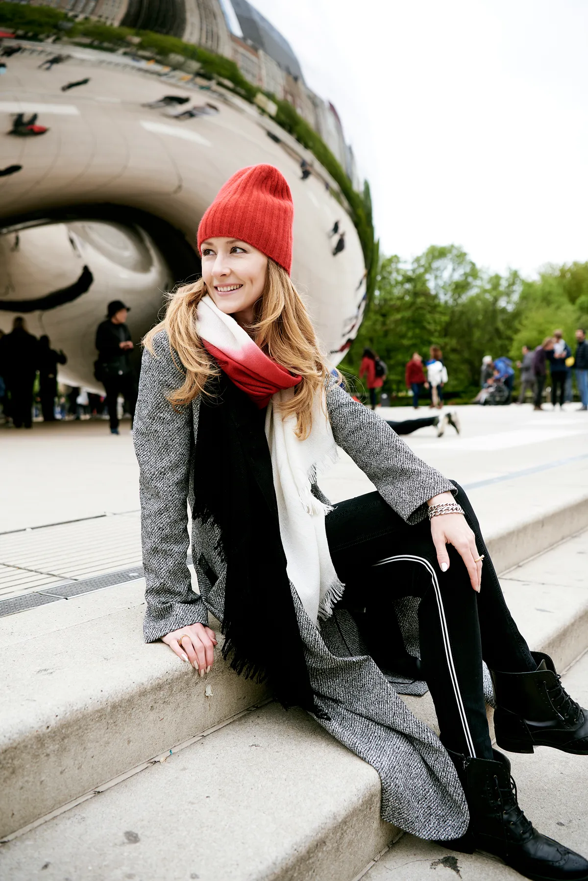 Ribbed Red Cashmere Hat