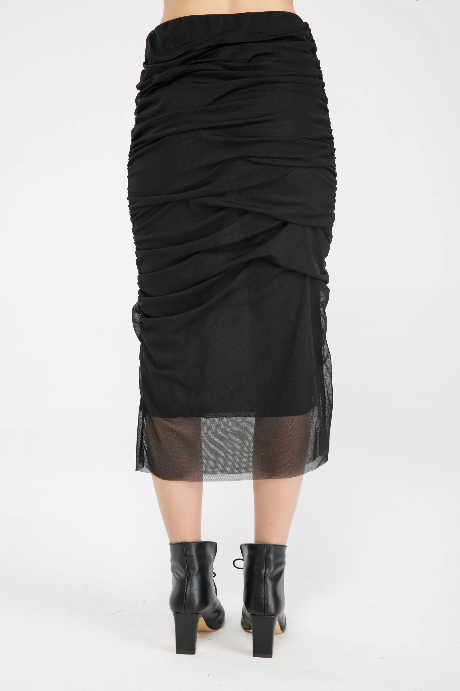 Rouched Mesh Skirt