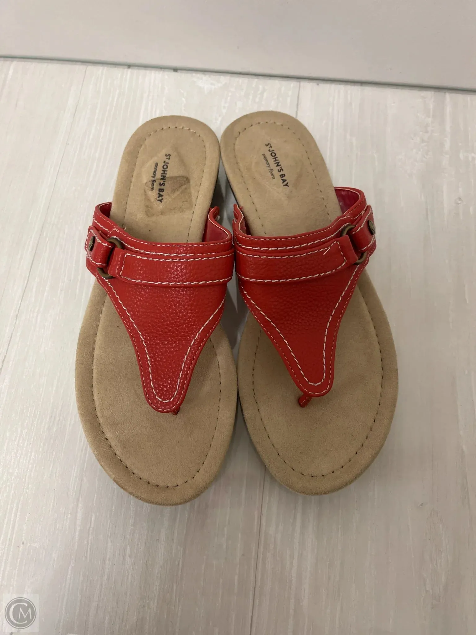 Sandals Flip Flops By St Johns Bay In Red, Size: 7.5