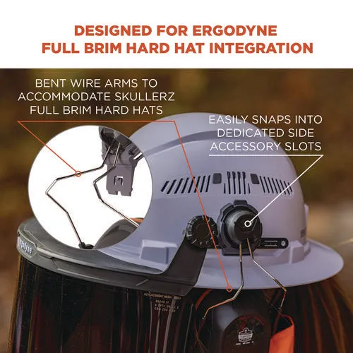Skullerz 8880 Nrr 26db Hard Hat Mounted Earmuffs, Full Brim, Gray, Ships In 1-3 Business Days